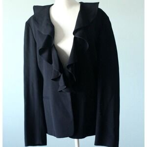 Ralph Lauren Size 12 Blazer Jacket‎ Worsted Wool Ruffle Navy Blue Made in USA